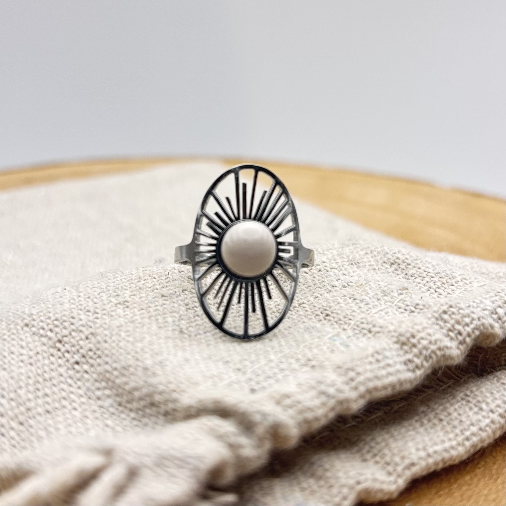 Bague Soleil ajustable « Ivoire »