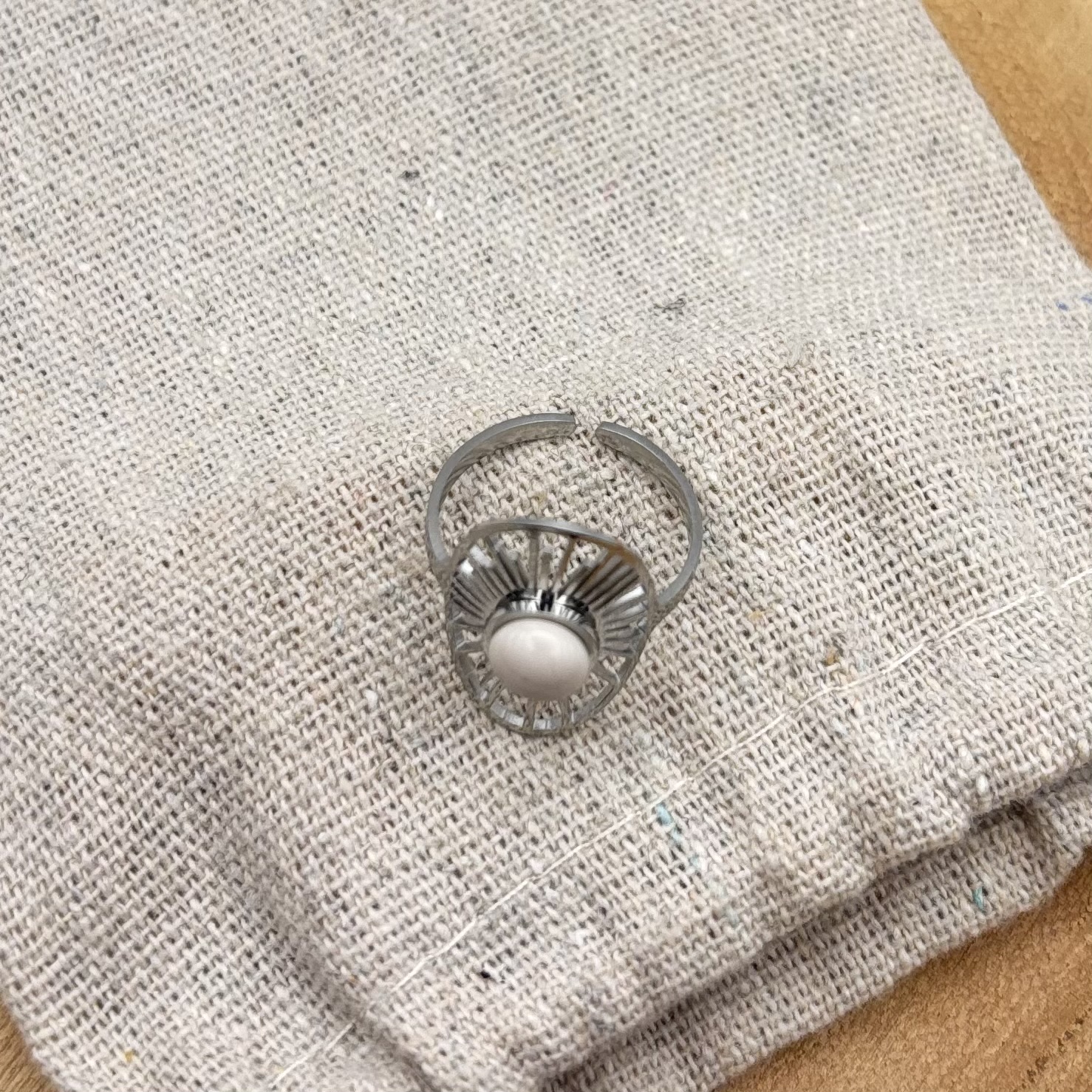 Bague Soleil ajustable « Ivoire »