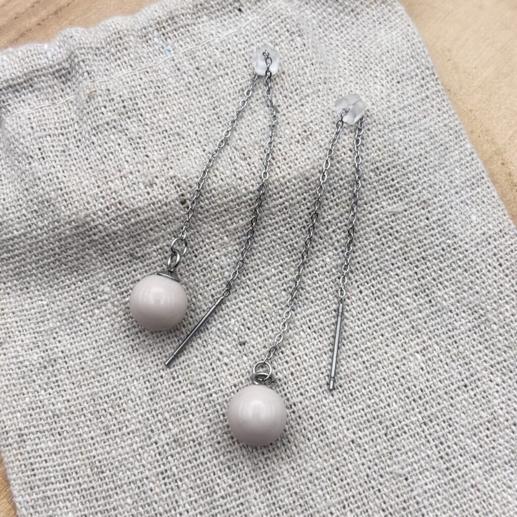 Boucles d'oreilles chaînettes "Ivoire"