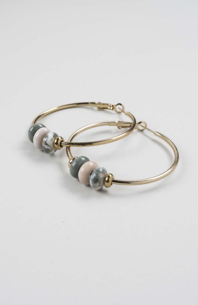 Boucles d'oreilles créoles Kaki