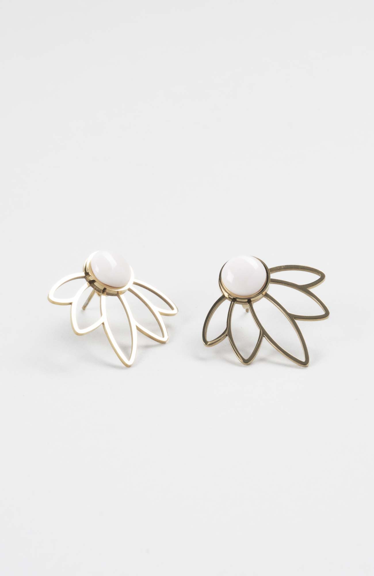 Clous d&rsquo;oreilles Fleur Crème rosé