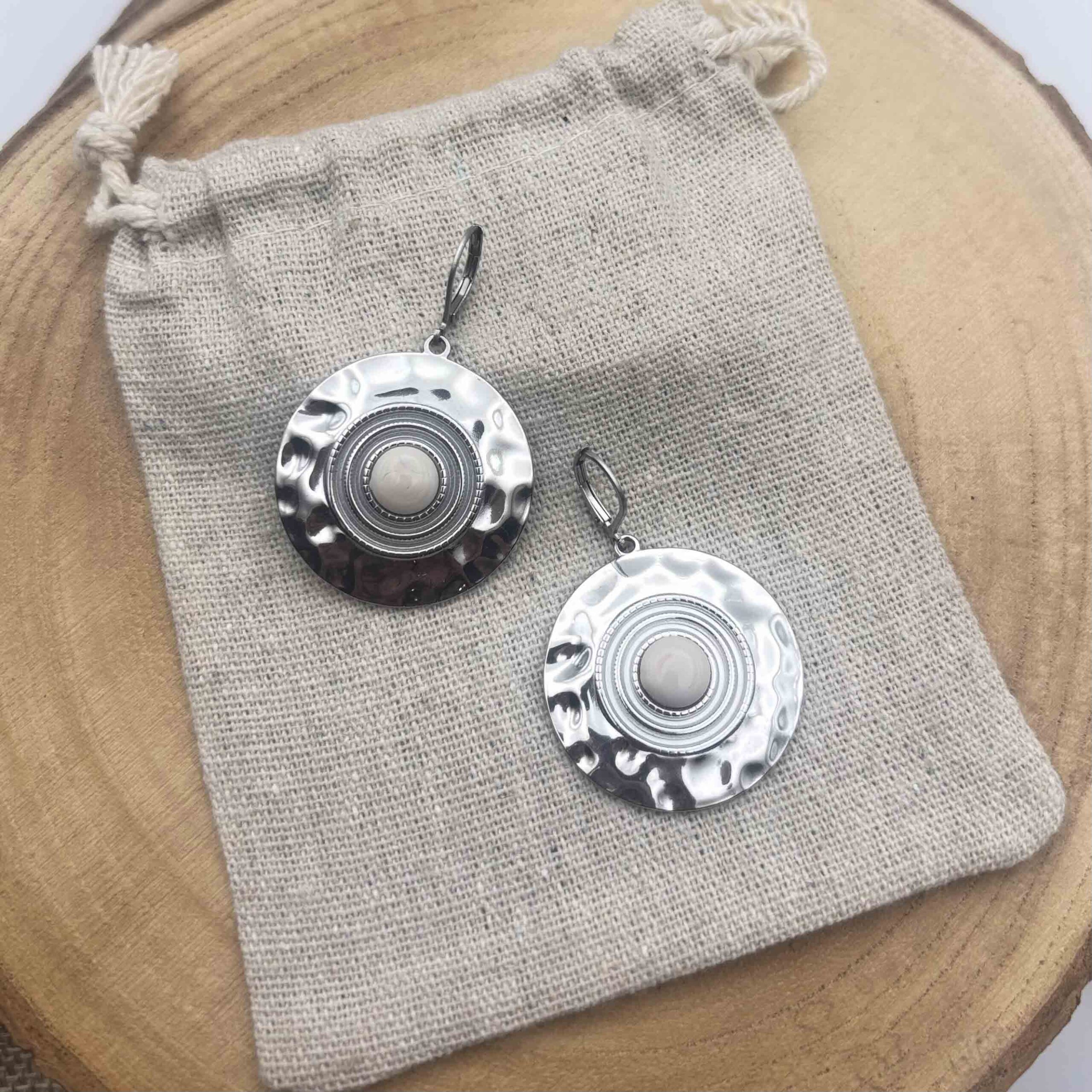 Boucles d&rsquo;oreilles disques Ivoire