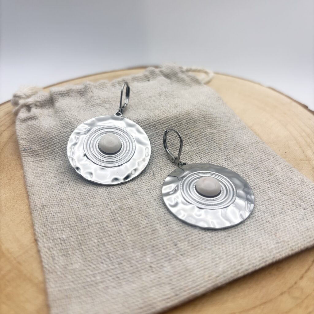 Boucles d'oreilles disques "Ivoire"
