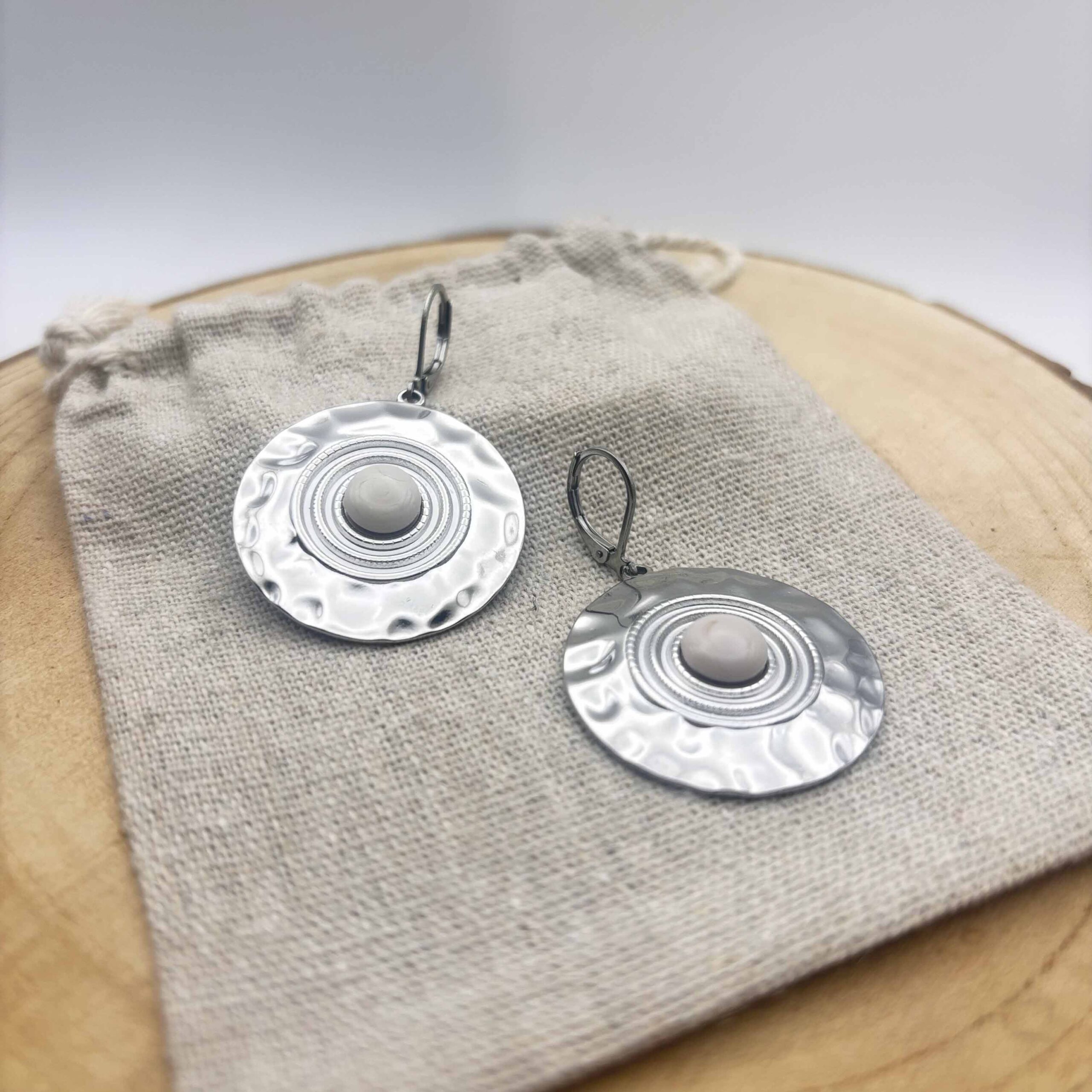 Boucles d&rsquo;oreilles disques Ivoire