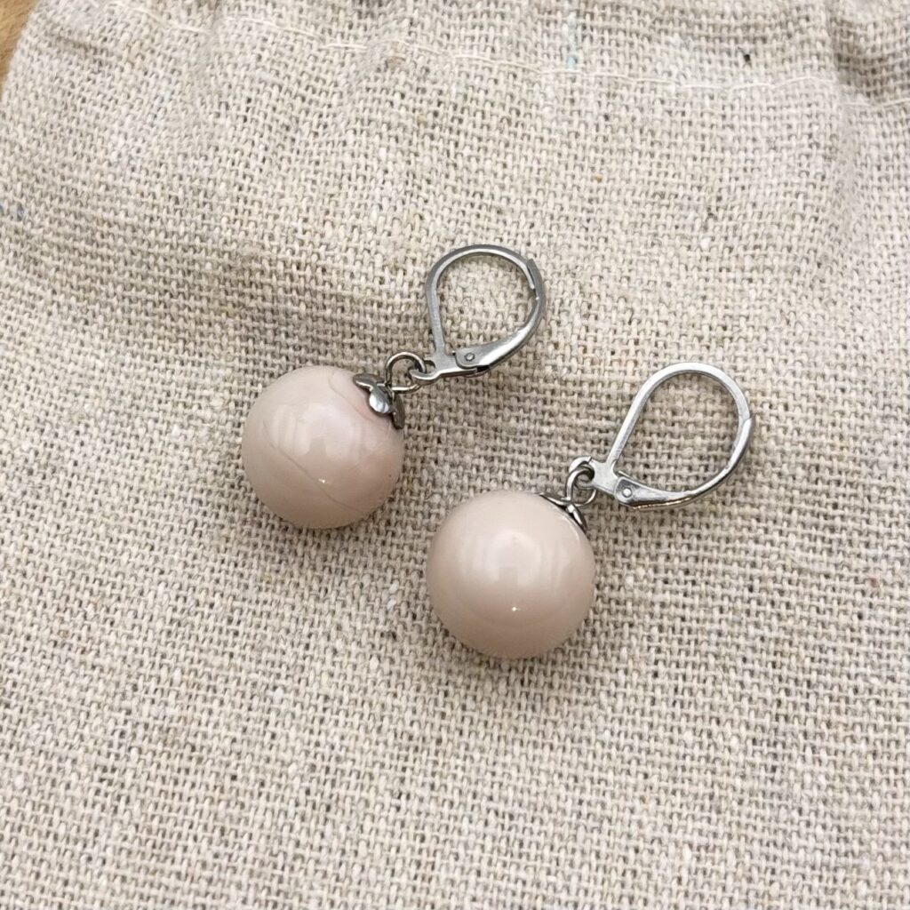 Boucles d'oreilles perles "Ivoire"
