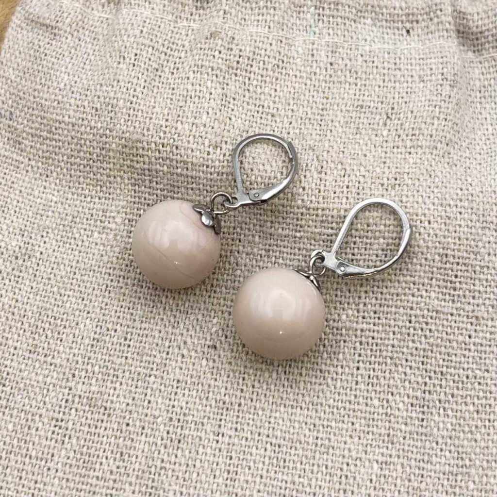 Boucles d'oreilles perles "Ivoire"