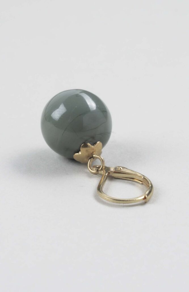 Boucles d'oreilles perles Kaki Uni