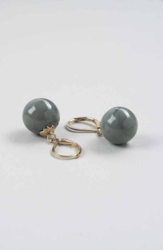 Boucles d'oreilles perles Kaki Uni