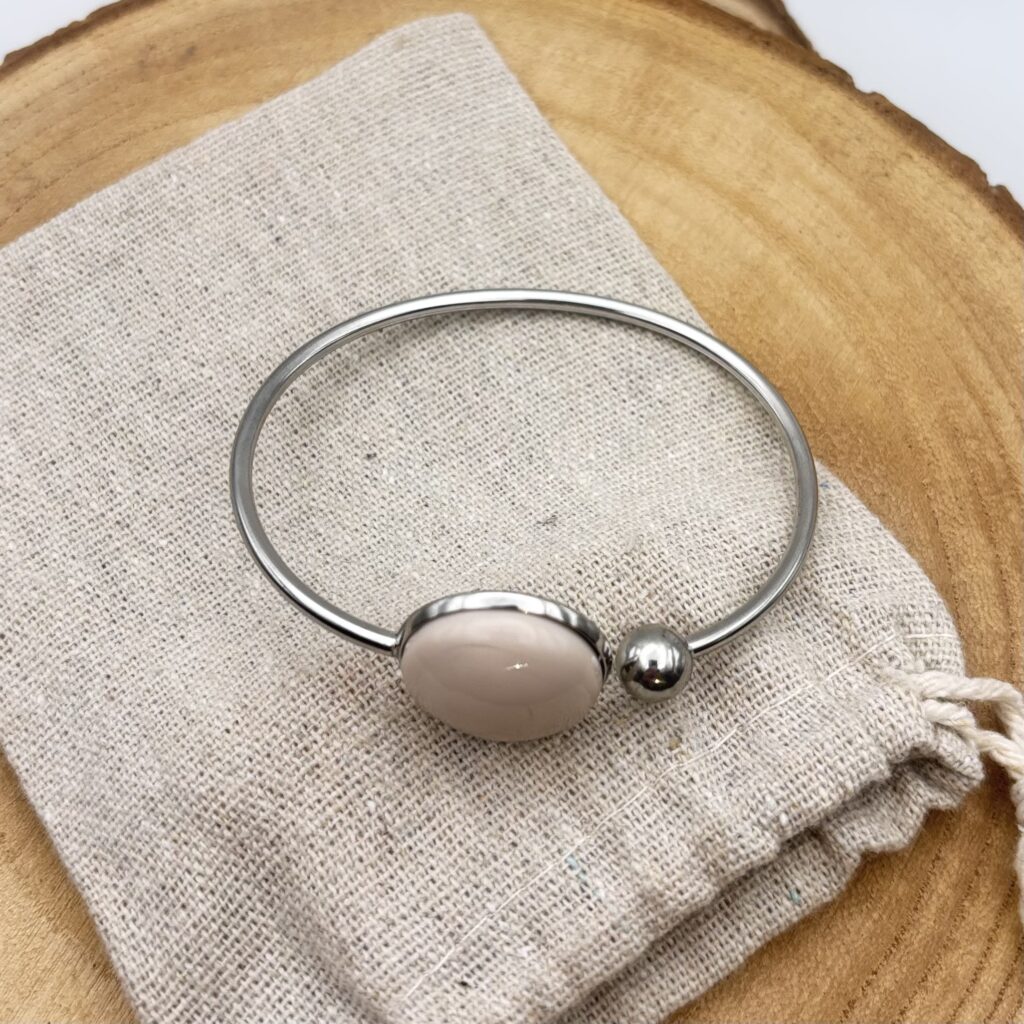 Bracelet jonc plat ajustable "Ivoire"
