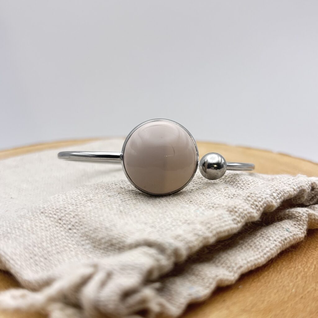 Bracelet jonc plat ajustable "Ivoire"