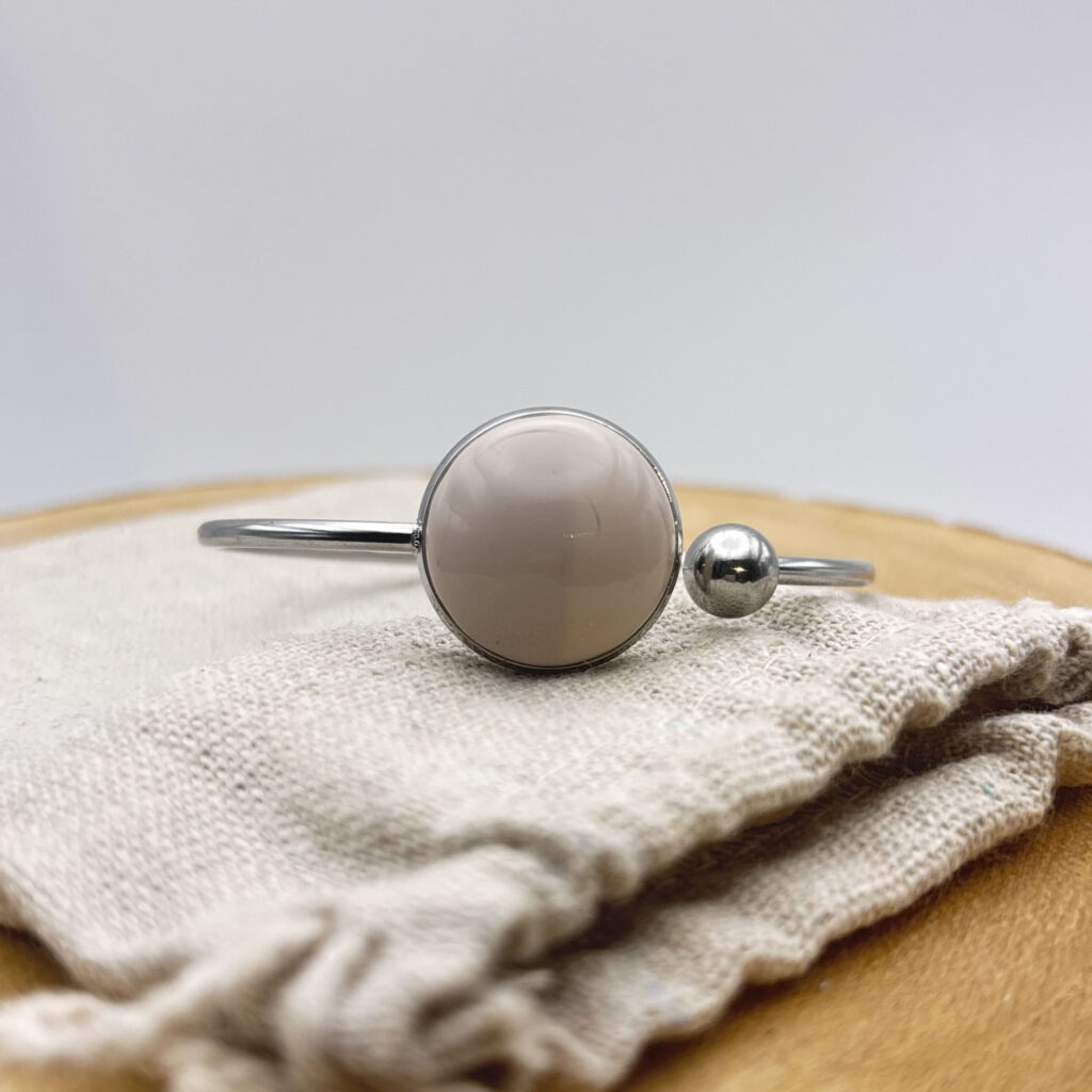 Bracelet jonc plat ajustable "Ivoire"
