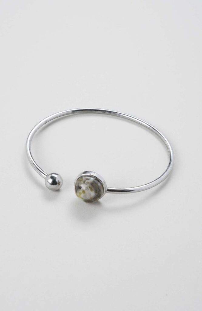 Bracelet jonc cabochon ajustable taille L Anis