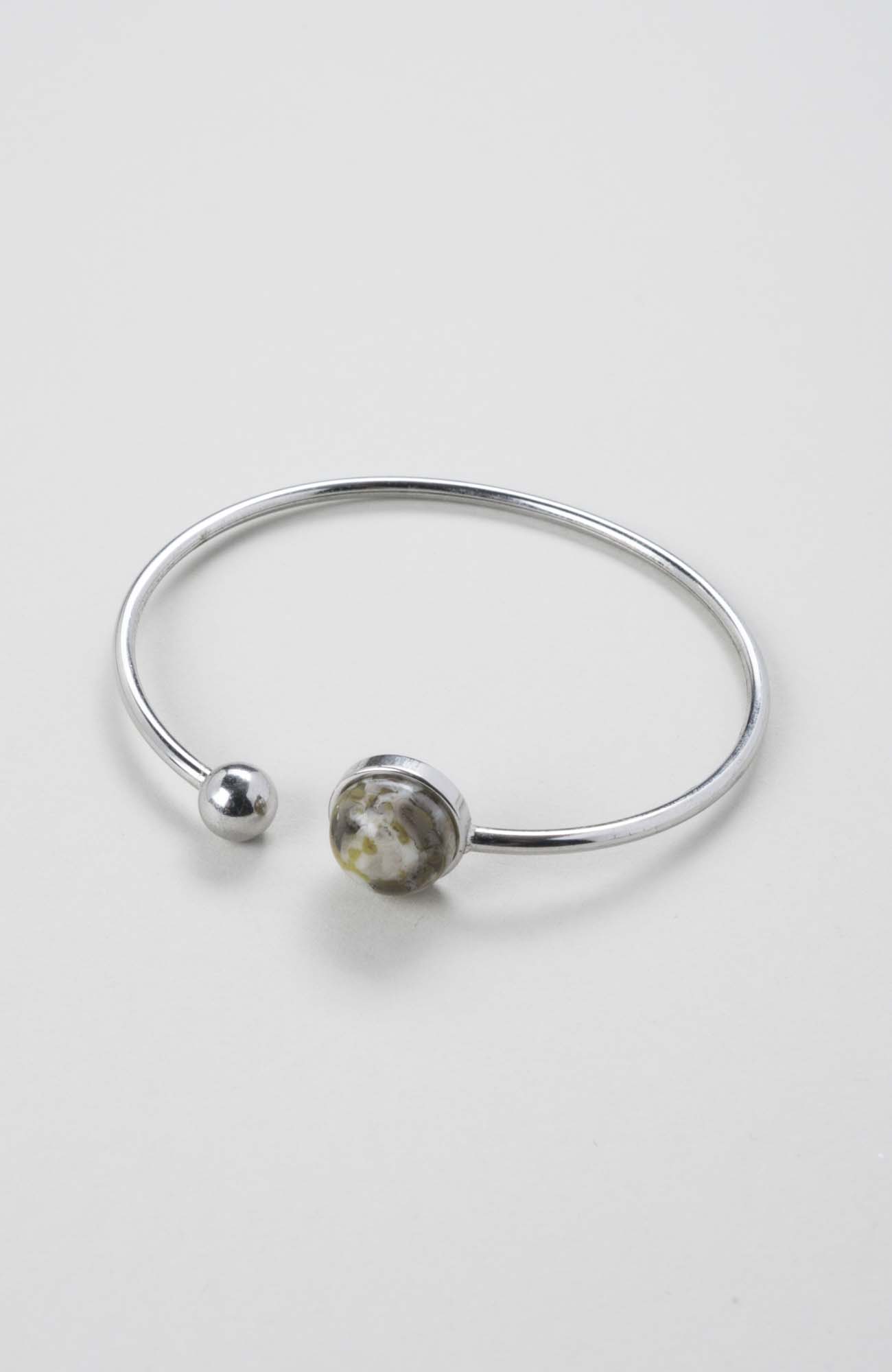 Bracelet jonc cabochon ajustable taille L Anis