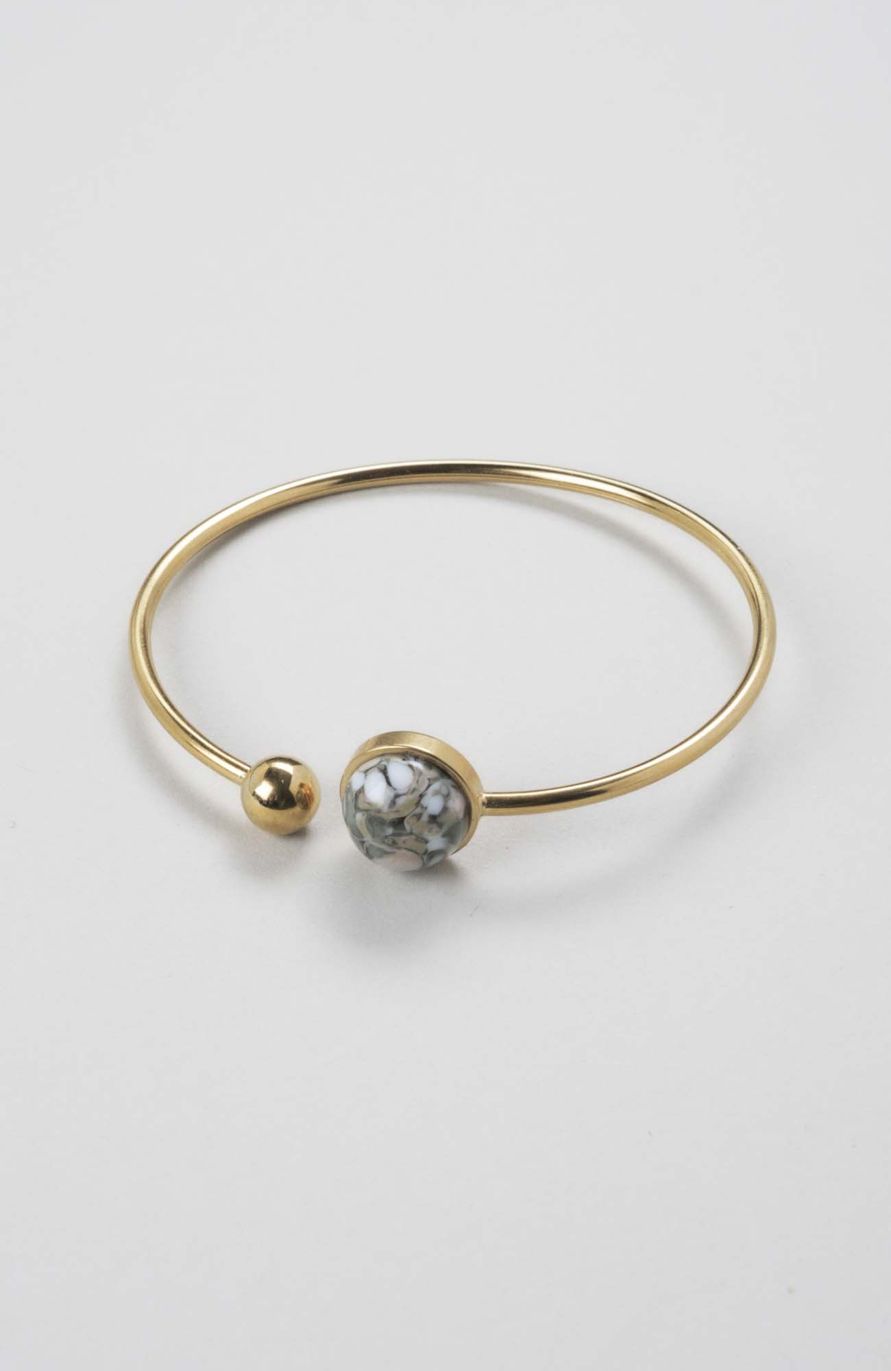 Bracelet jonc cabochon ajustable taille L Kaki