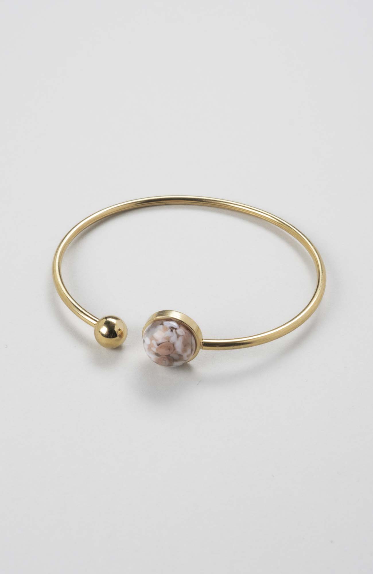 Bracelet jonc cabochon ajustable taille L « Nude »