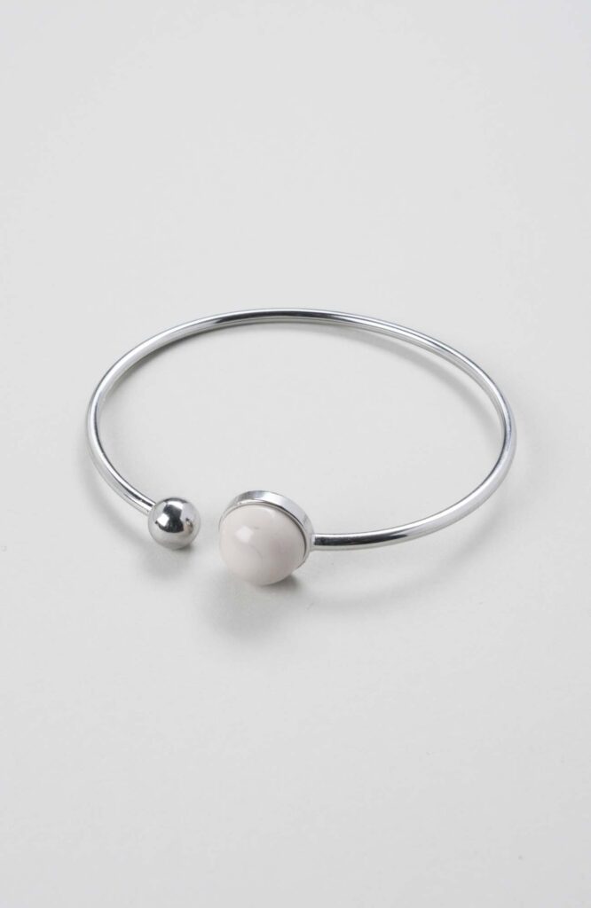 Bracelet jonc cabochon ajustable taille L "Ivoire"