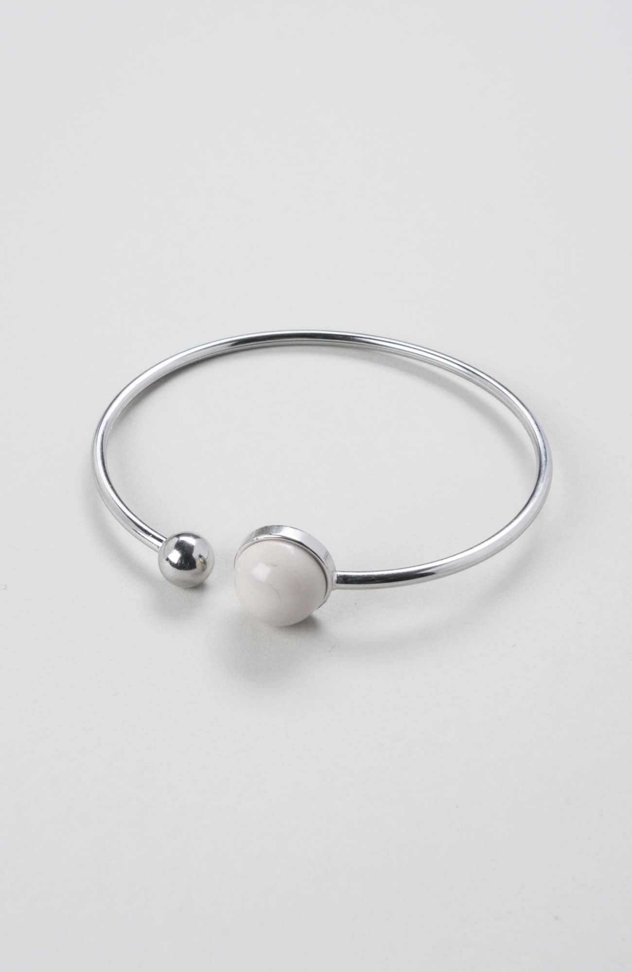 Bracelet jonc cabochon ajustable taille L Ivoire