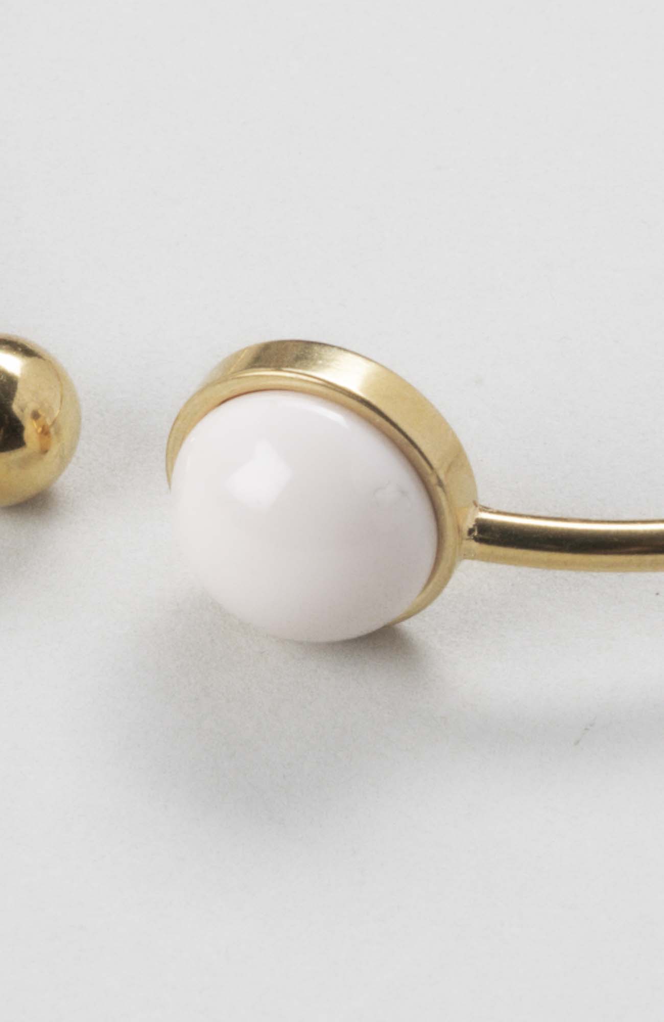 Bracelet jonc cabochon ajustable taille L Crème rosé