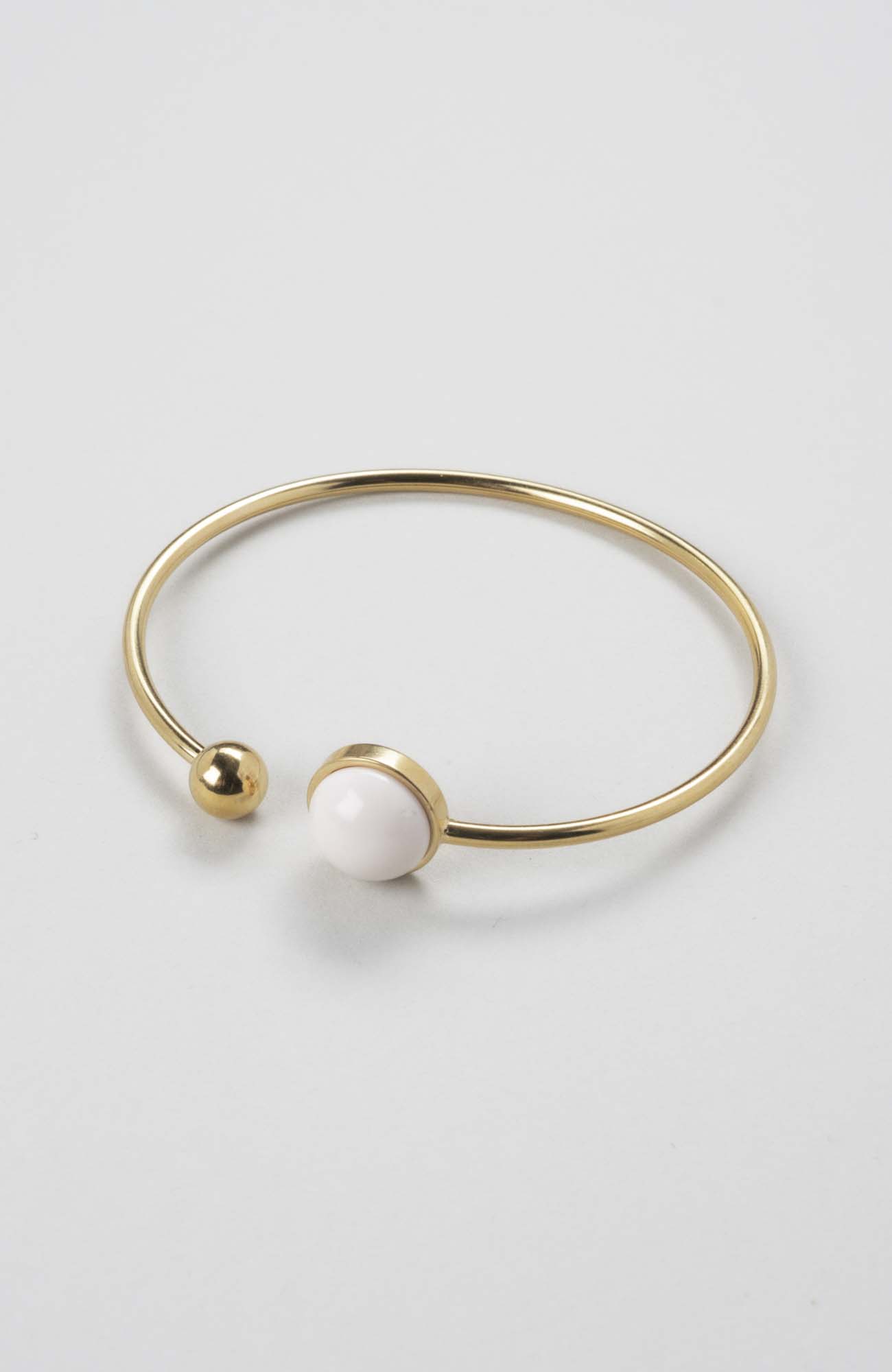 Bracelet jonc cabochon ajustable taille L Crème rosé