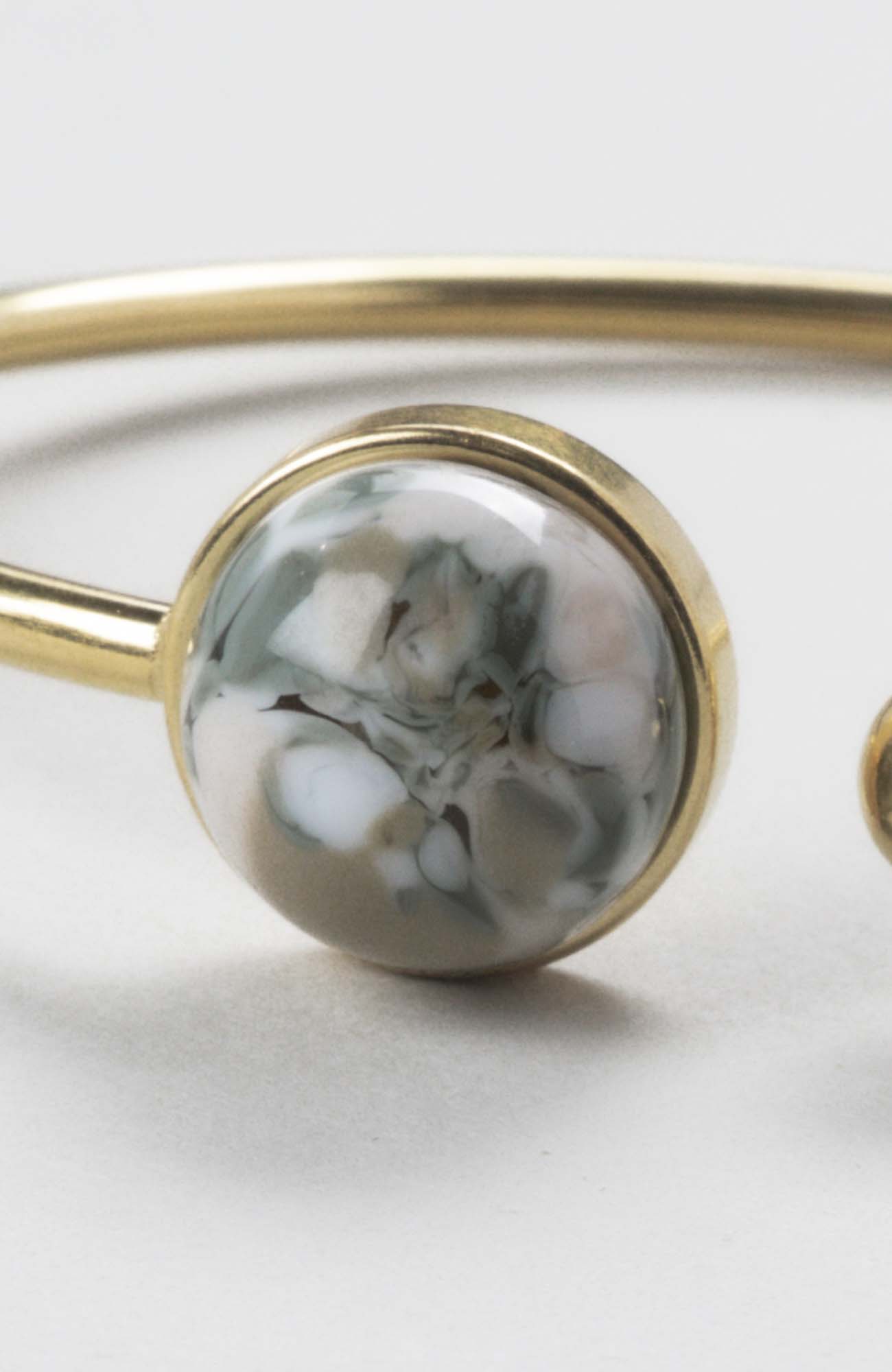 Bracelet jonc cabochon ajustable taille S/M Kaki
