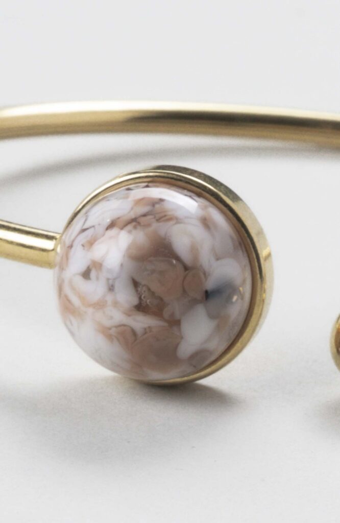 Bracelet jonc cabochon ajustable taille S/M Nude