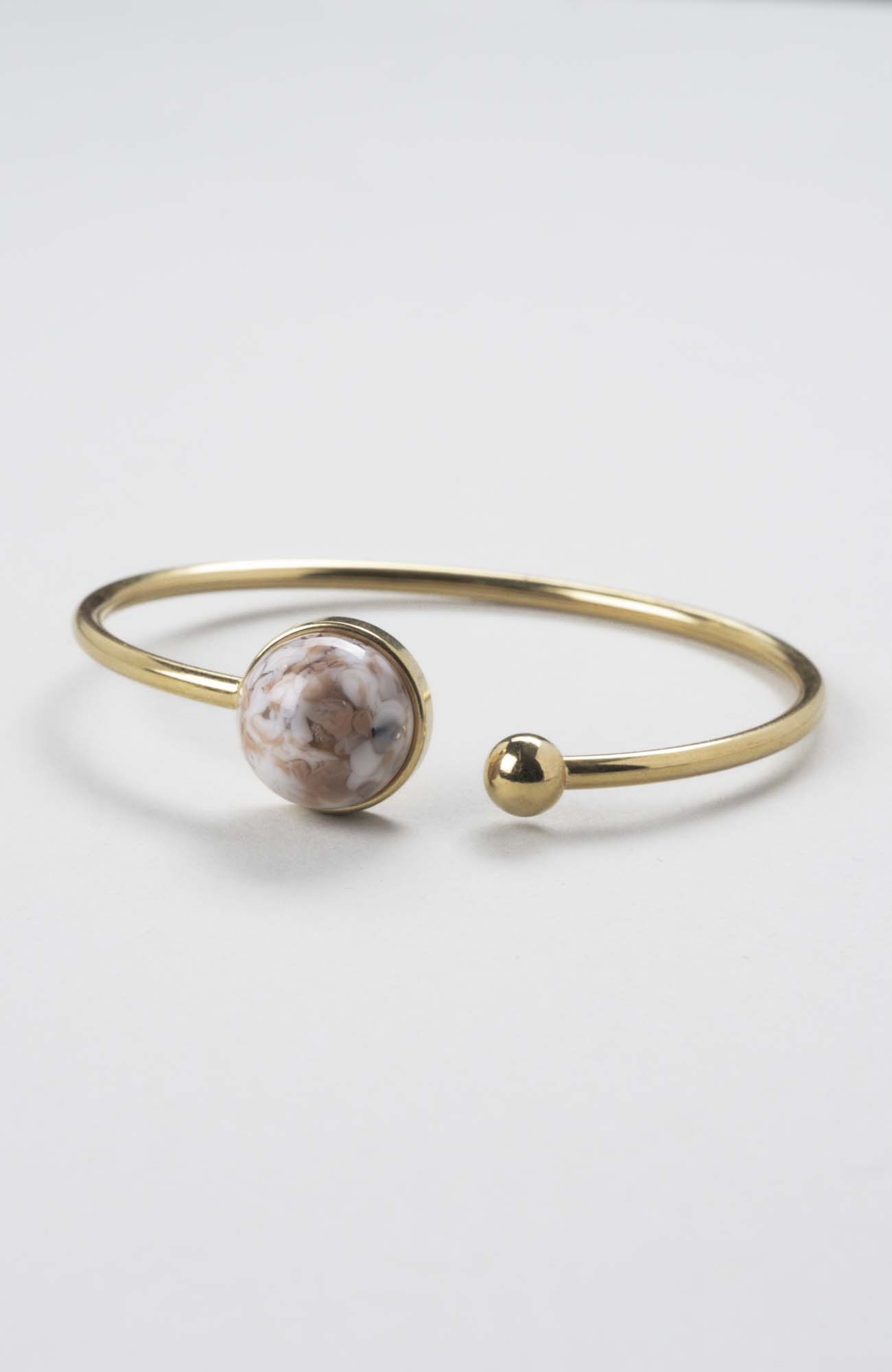 Bracelet jonc cabochon ajustable taille S/M Nude