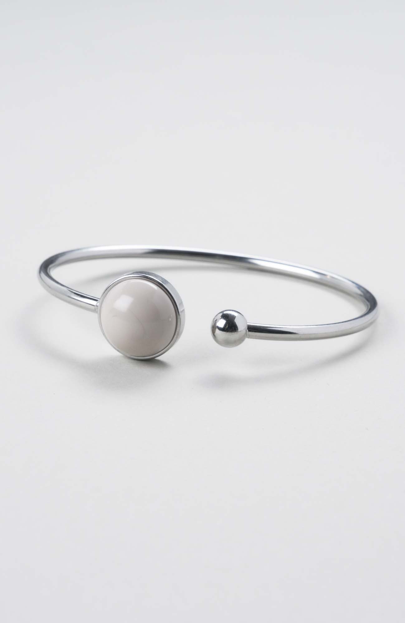 Bracelet jonc cabochon ajustable taille S/M Ivoire