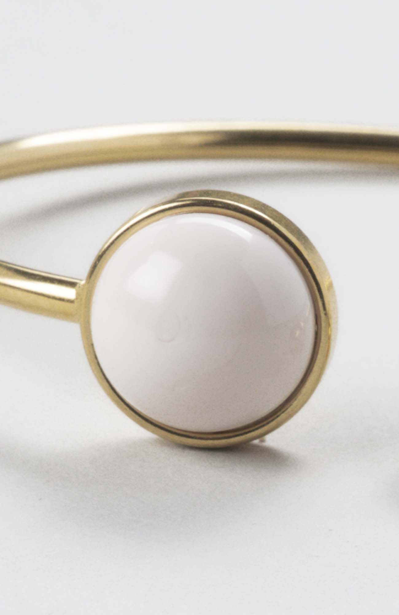 Bracelet jonc cabochon ajustable taille S/M Crème rosé