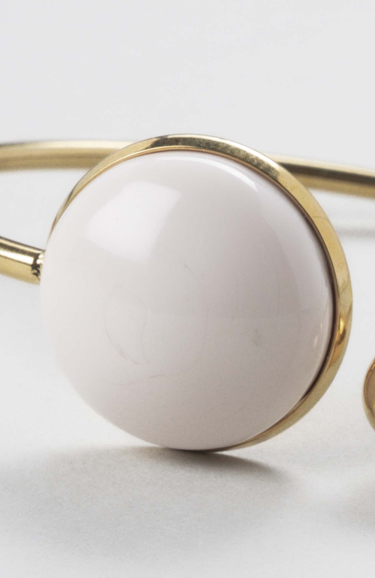 Bracelet jonc plat ajustable Crème rosé