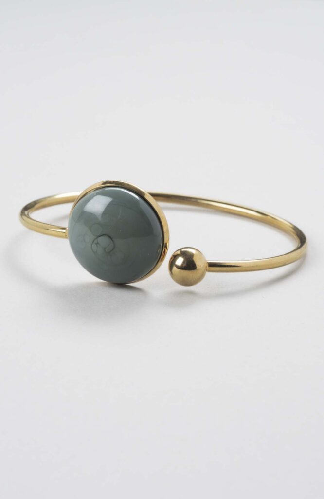 Bracelet jonc plat ajustable Kaki Uni