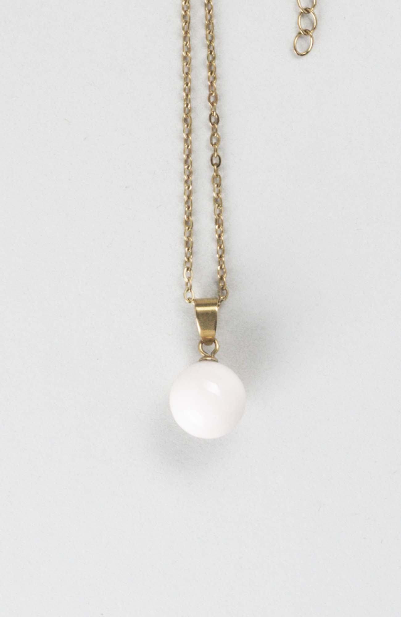 Collier petite perle Crème rosé