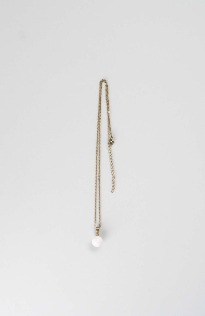 Collier petite perle Crème rosé