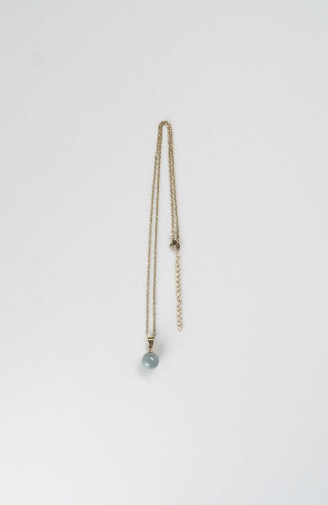 Collier petite perle Kaki Uni