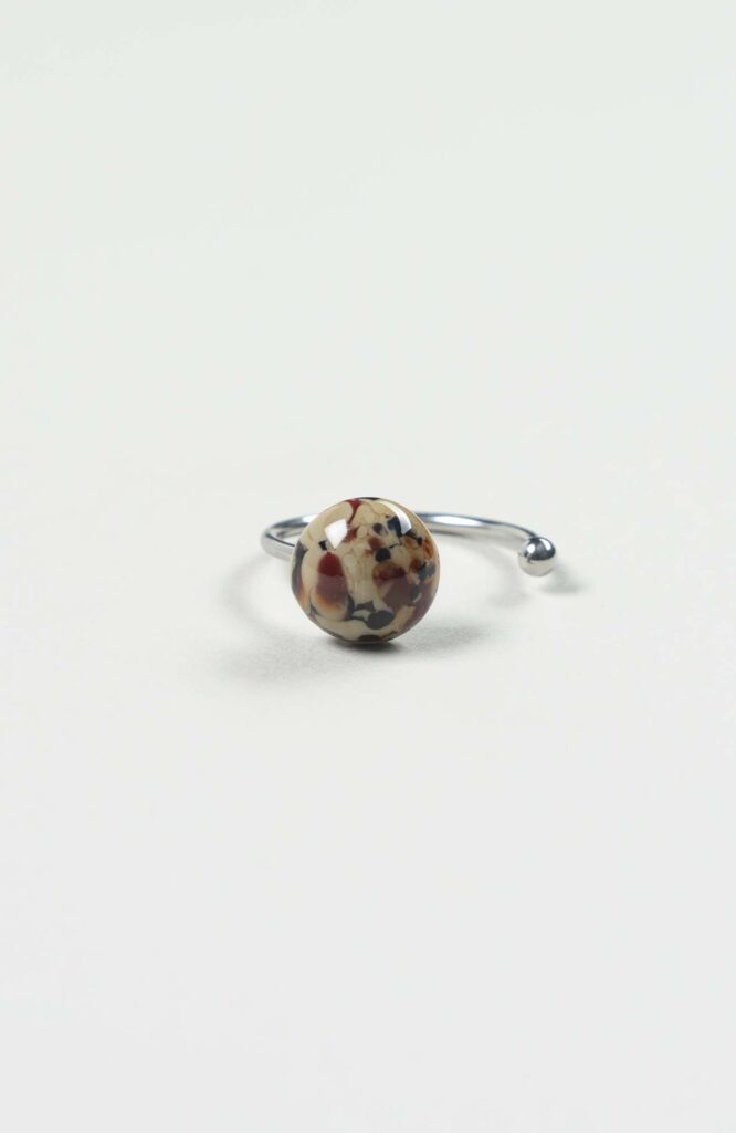 Bague décalée Velours Argenté