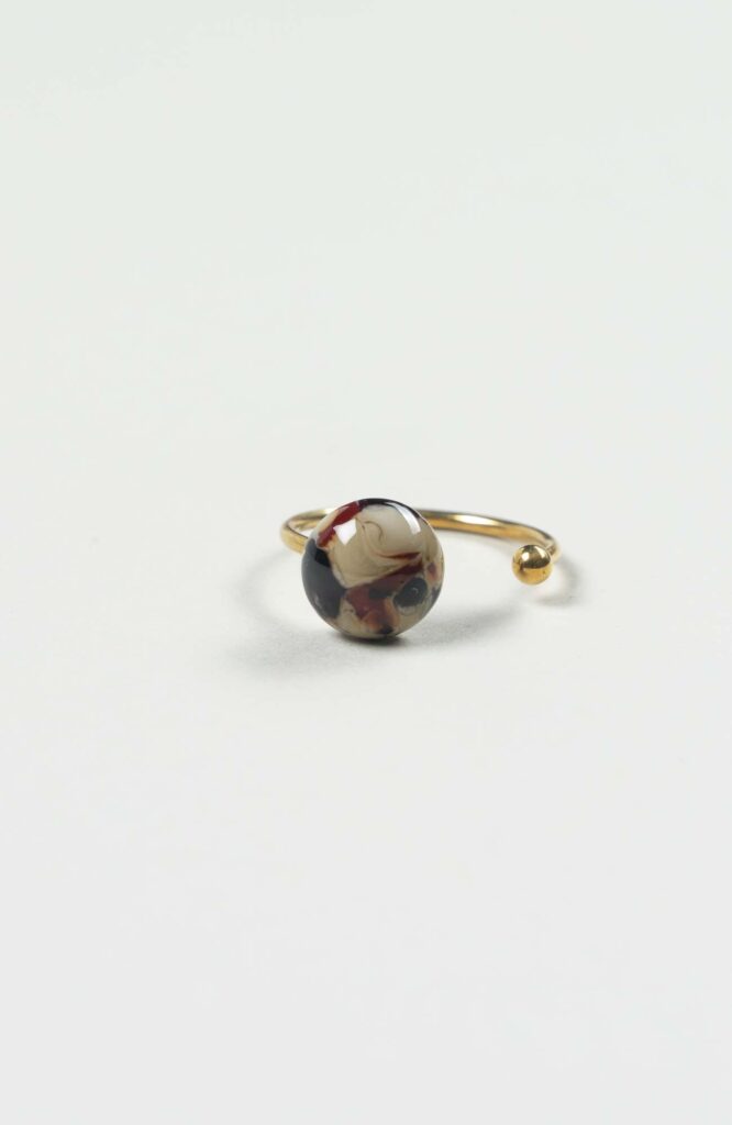 Bague décalée Velours Doré