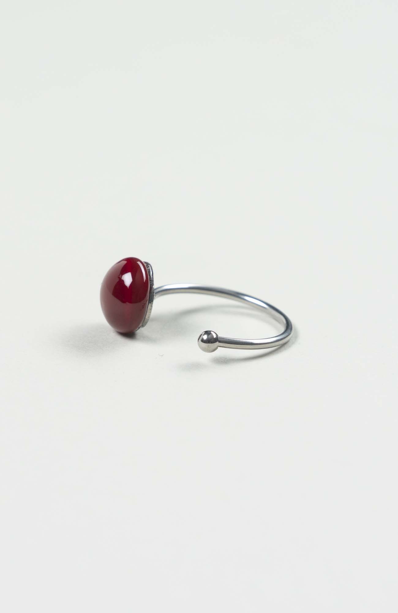 Bague décalée Velours Uni Argenté
