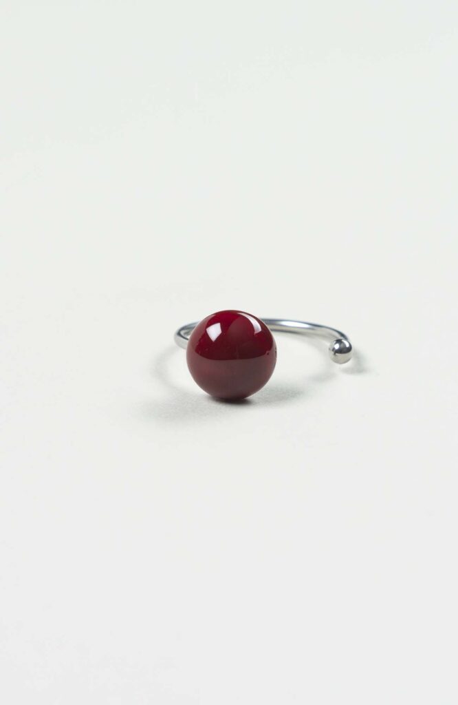 Bague décalée Velours Uni Argenté
