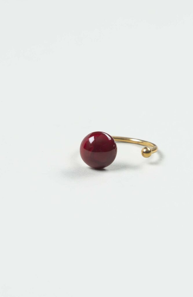 Bague décalée Velours Uni Doré