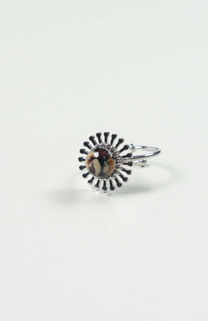 Bague fleur Velours Argenté