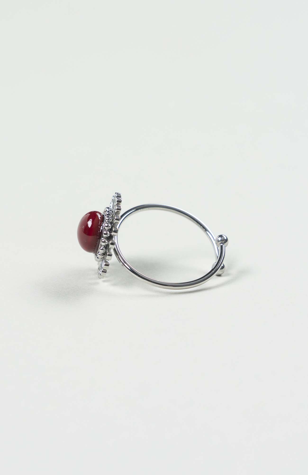 Bague fleur Velours Uni Argenté
