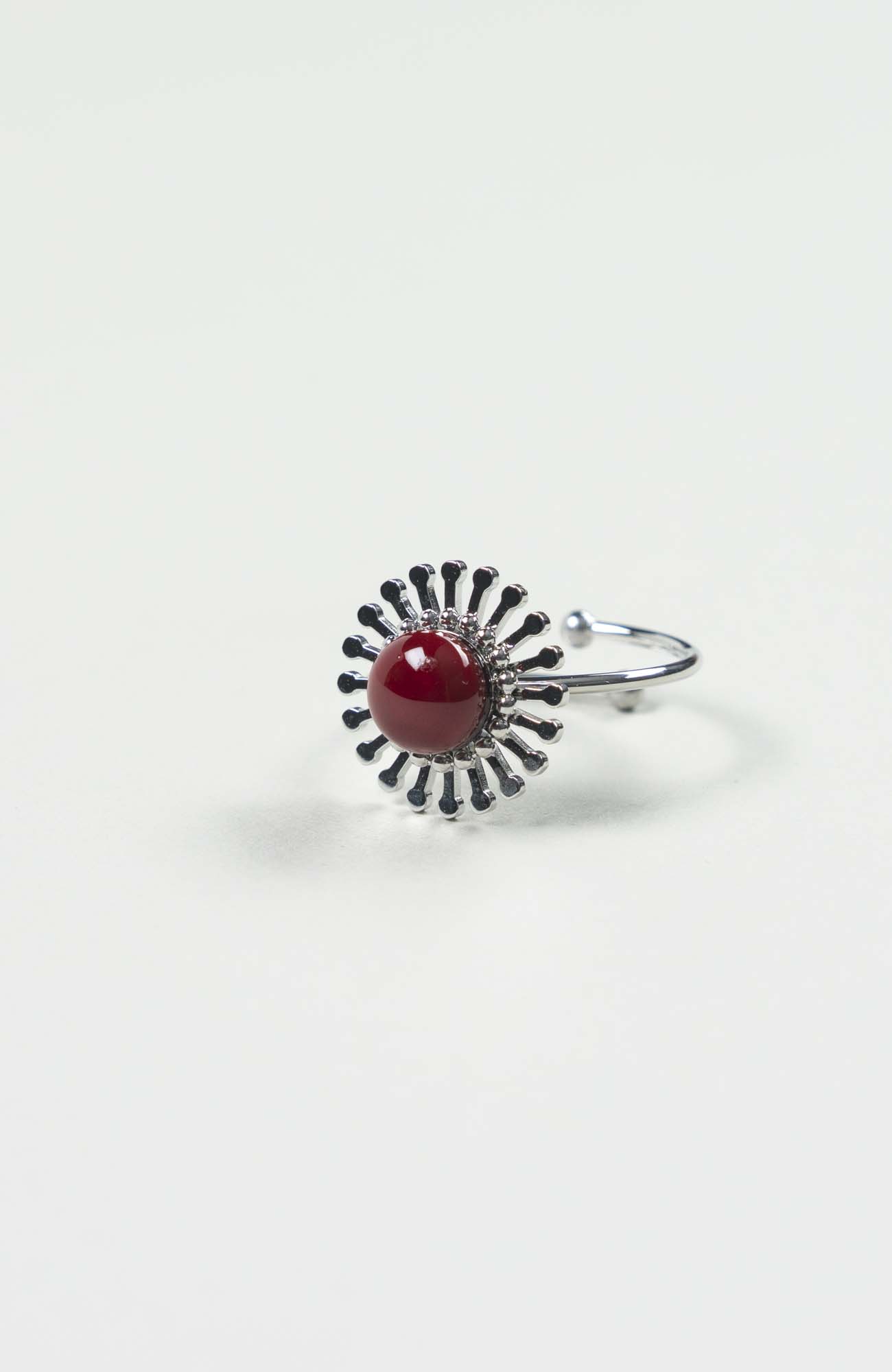 Bague fleur Velours Uni Argenté