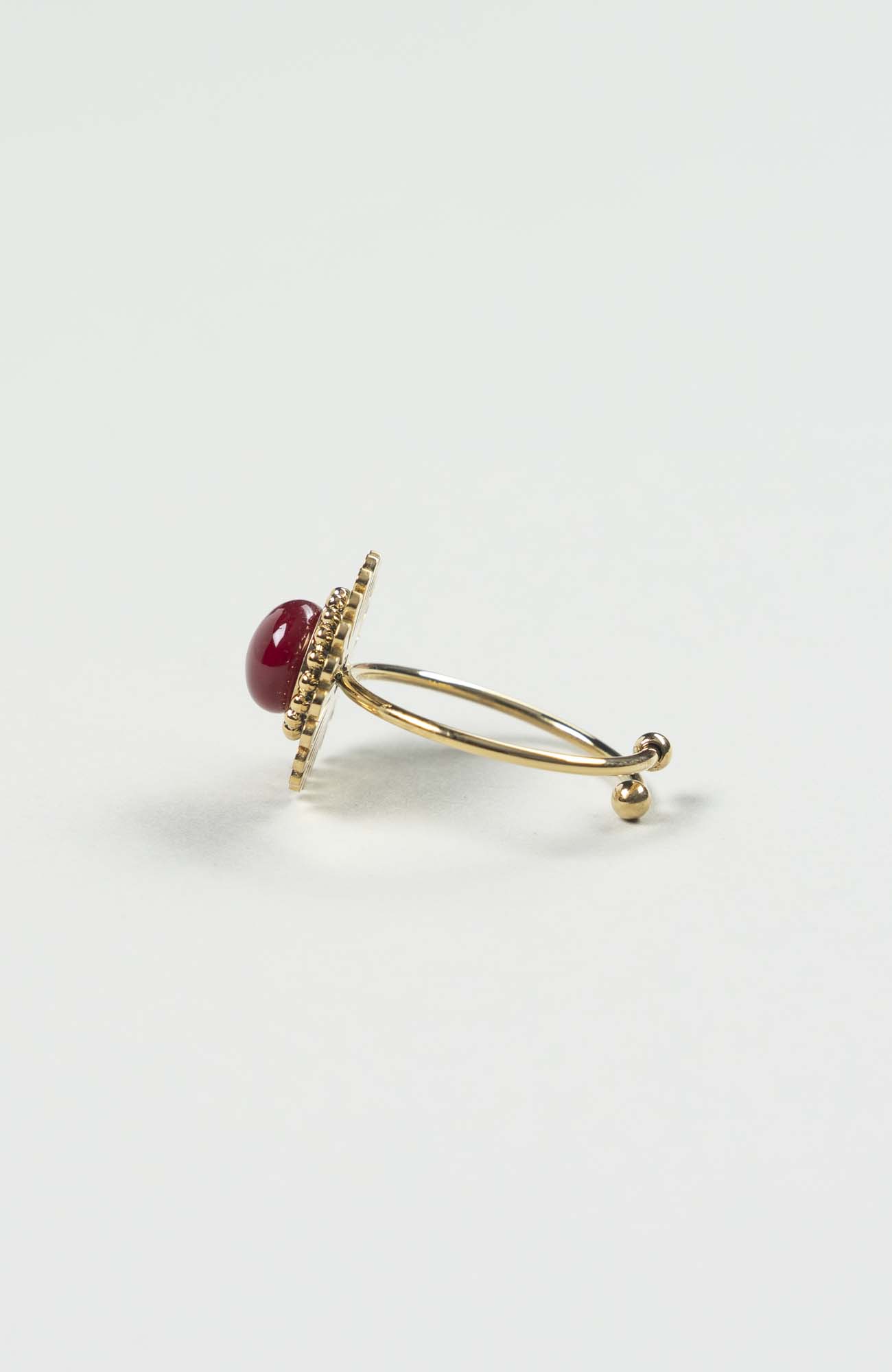 Bague fleur Velours Uni Doré