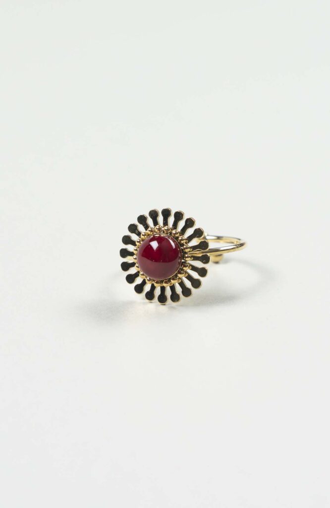 Bague fleur Velours Uni Doré