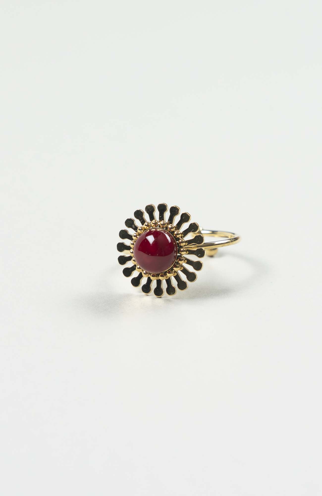 Bague fleur Velours Uni Doré