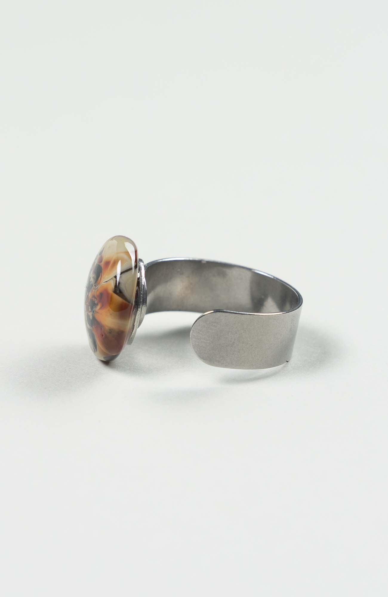 Bague plate Velours Argenté