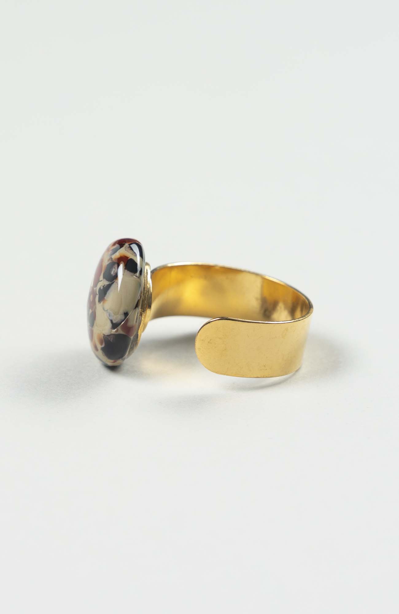 Bague plate Velours Doré