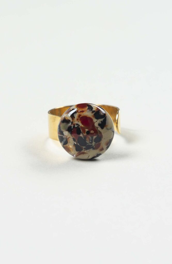 Bague plate Velours Doré