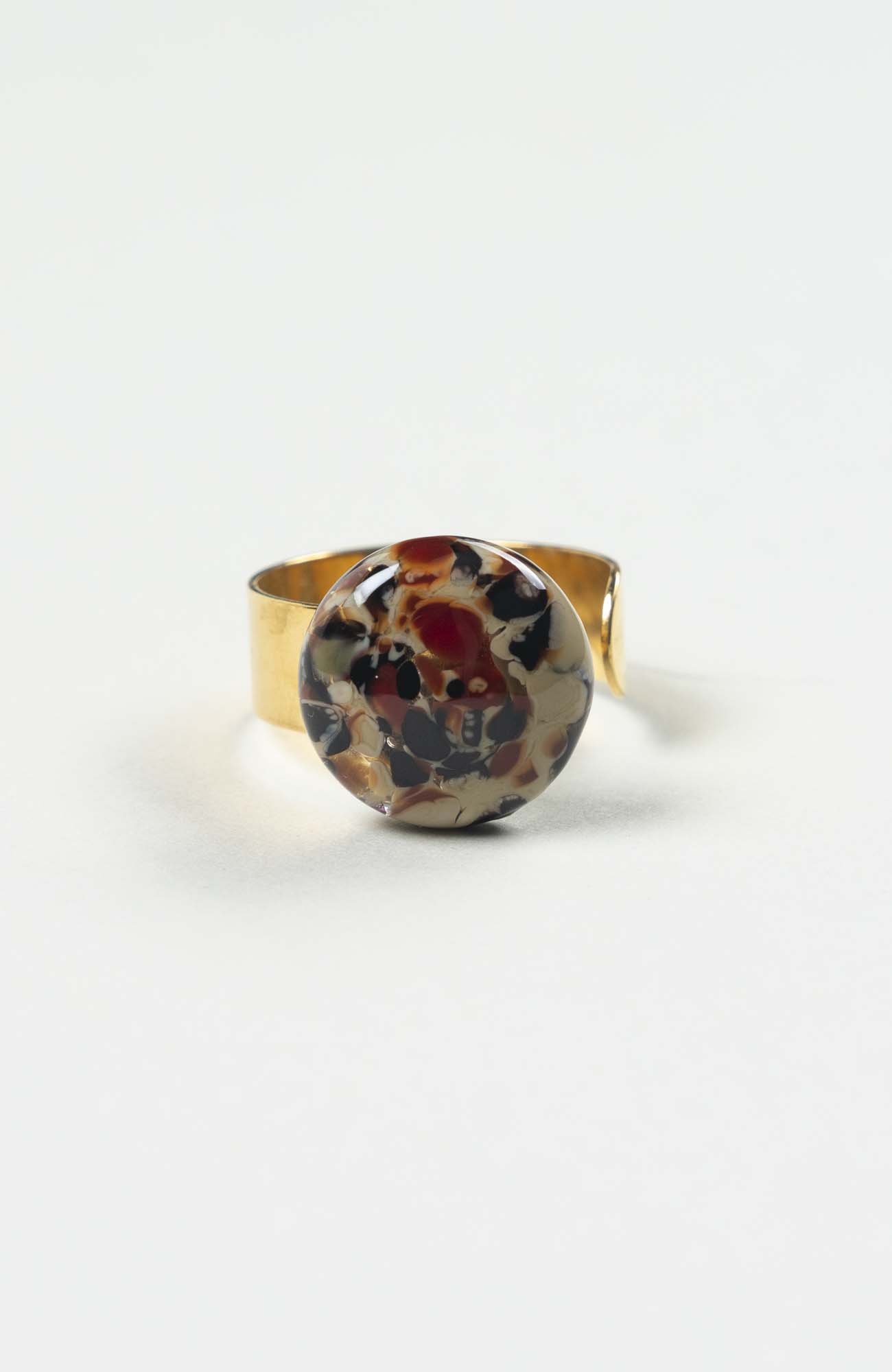 Bague plate Velours Doré