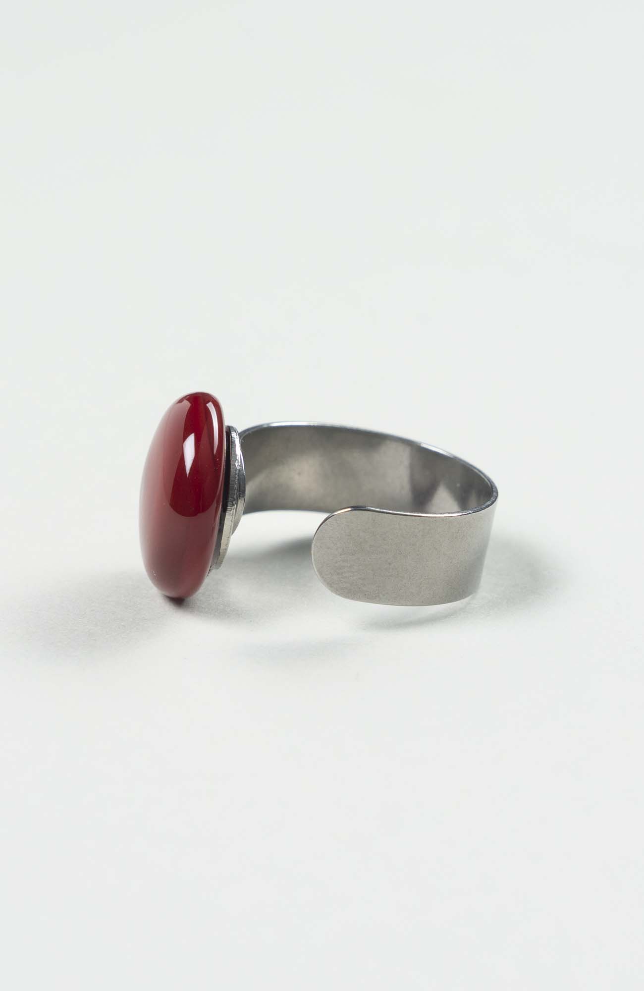 Bague plate Velours Uni Argenté