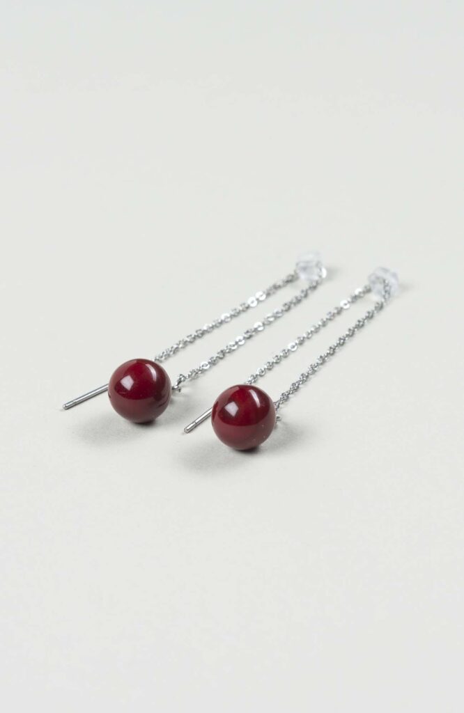 Boucles d'oreilles chaînettes Velours Uni Argenté